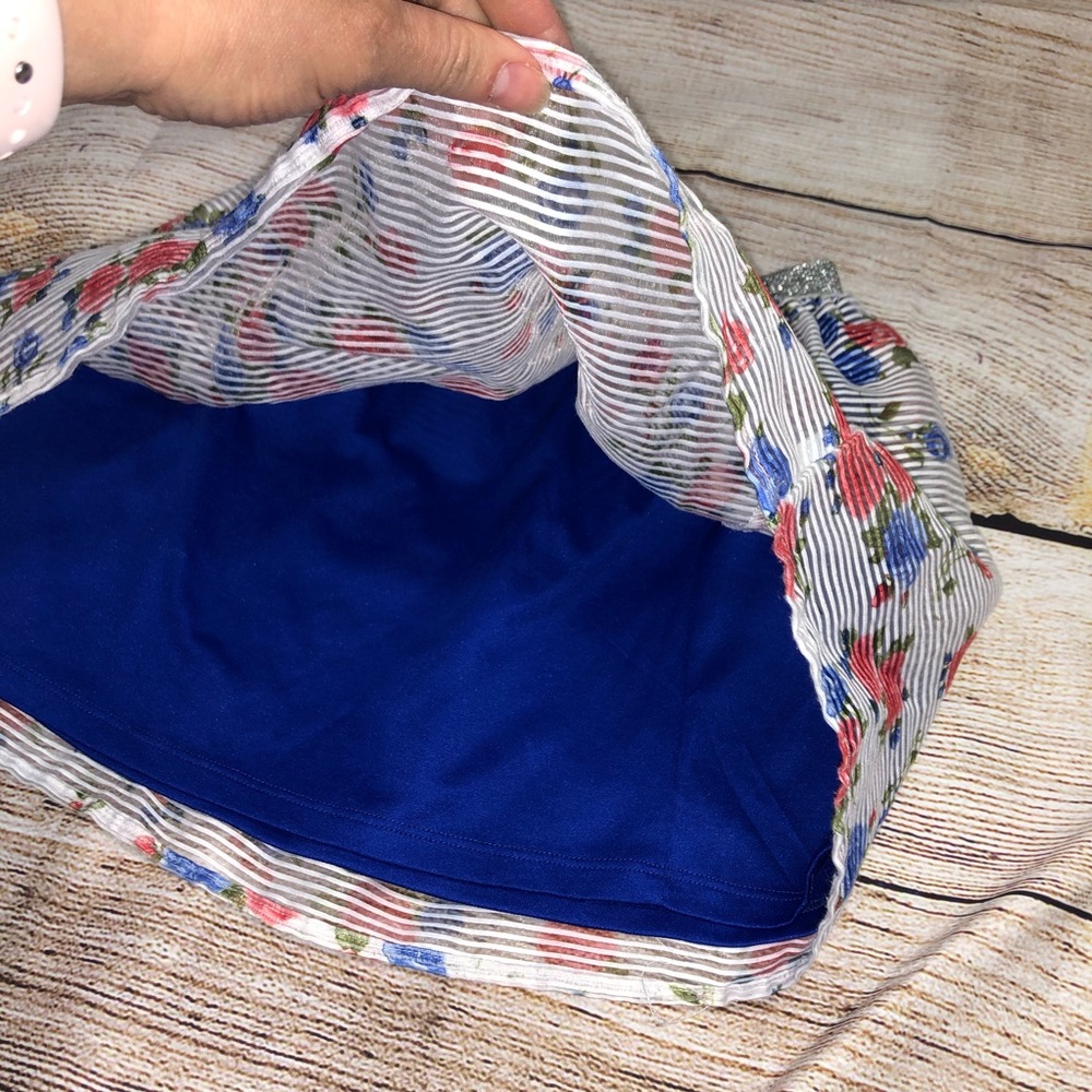 4/$20 Kidpik Scuba Stripe Floral Skirt - Picture 4 of 4